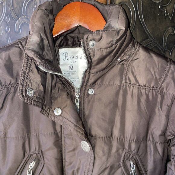 Rosio Brown 100% Polyester Fitted Women's Jacket / Coat Size M Made in USA - Picture 2 of 4